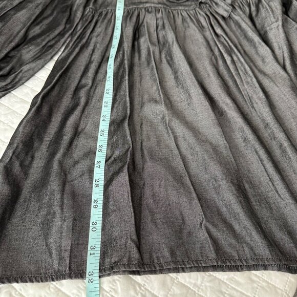 Cloud Ten S Metallic Black Bow Detail Long Sleeve Babydoll Dress - Picture 12 of 13